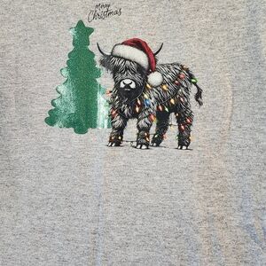 SIZE S Gray Christmas Cow Tshirt Short Sleeve